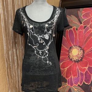 Unique | Fun | Ornamented Burnout Sheer T-shirt